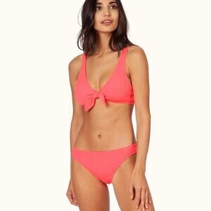 LIVELY The Swim Ruched Plunge Bikini Set Electric Pink Small S